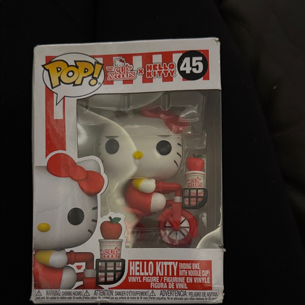 Hello Kitty Red and White Vinyl Figure with Cup Noodles